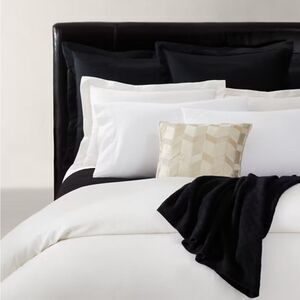 NWT Ralph Lauren Full / Queen Duvet Hayden Cream White Art Deco Cotton Sateen